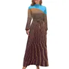 Robes décontractées Namib Desert Robe à manches longues Paysage Imprimer Vintage Maxi Col Haut Mode Boho Beach Long Cadeau d'anniversaire