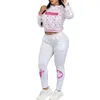 Womens Sporty Tracksuits Casual Hooded Sweatshirt and Pants Two Piece Sets Free Ship