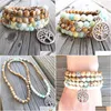 Beaded Sn1504 108 Amazonite Picture Jasper Mala Beads Bracelet Tree Of Life Charm Prayer Yoga Jewelry Drop Delivery Bracelets Dhgarden Dhsm6