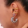 Boucles d'oreilles créoles minimalistes en forme de cœur, en acier inoxydable plaqué or 18 carats, pour femmes, cadeau de fête 2023