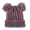 12 Styles Baby Girls Knitted Cap Kid Crochet PomPom Beanies Hat Double Fur Ball Hats Children Knit Outdoor Caps Kids Accessories