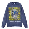 Heren Hoodies Mannen Brief Katoenen T-shirt Persoonlijkheid Vintage Casual Tops Oversize Tee Kleding Man Korte Mouw Oversized Sweatshirt Los