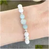 Bracelet en perles d'amazonite et de howlite pour femmes, diffuseur d'huile essentielle, cristaux de guérison pour l'anxiété et le calme, Mg1510, Dhgarden Dh7As