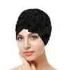 Big Flowers Turbans for Women Pearls Hijabs Bonnet Muslim Hat Fashion Chemo Cap håravfall Wrap Head Indian Hat Inner Cover
