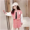 Kleidung Sets Mädchen Rock Frühling und Herbst Sportanzug Baseball Uniform Jacke Kurze Zweiteilige Koreanische Kinder S 230307 Drop Lieferung Dhiot