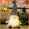 Juldekorationer 1 ~ 10 st 30 cm juldockan Elf med LED -ljus juldekorationer för hem Xmas Navidad År 2024 Barngåvor 230911