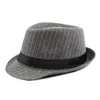 Berets British Style Striped Men's Casual Black Fedoras Formal Hat Retro Bowler Jazz Top Classic Gentleman Cap Chapeau