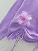 902 2023 automne piste pull pull à manches longues col rond imprimé floral violet blanc mode décontracté femmes vêtements yuecheng