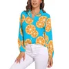 Damesblouses Aquarel Sinaasappelen Blouse Heldere Fruitprint Vintage Grafische Vrouw Street Fashion Shirts Met Lange Mouwen Oversized Tops
