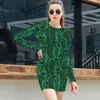 Casual Jurken Tropische Print Bodycon Jurk Dames Groene Bladeren Kawaii Lente Lange Mouw Koreaanse Mode Grafische Big Size