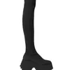 Stiefel Designer Overknee-Sockenstiefel 2023 Wintermode Stretch gestrickt Dicke Absätze Lange Slip-On-Plattformschuhe 230911