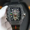 ZY Novo Relógio RM40-01 Movimento do volante relógio de borracha com espelho de safira caso de fibra de carbono relógios de grife