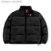 Herren-Daunen-NF-Puffer-Herren-Daunenjacke, beschichtet, Mäntel, Oberteile, Oberbekleidung, Stickerei, Stehkragen, lockerer dicker Reißverschluss, modische Winterjacken, Oberbekleidung, recyceltes schwarzes Thymianrot