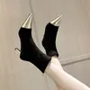 Bot sivri ayak parmağı moda alçak topuklu ayakkabılar kadın ayak bileği chelsea kış stilettos goth casual gladiator 230909