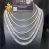 Bling Diamond Hip Pop Chain Halsband 4mm Round Brilliant Cut VVS1 Moissanite Diamond Luxury Tennis Chain