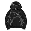 Erkek Hoodies Thorn Rhinestone Fermuar Hoodie ve Sweatshirts Kadın Büyük Boy Boyu Medium Boylar Zip Sweatshirt