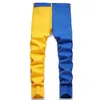 Slim Fit Men's Spliced ​​Jeans Micro Elastic Two Color Stitching Pants Spring Autumn Fashion Casual Multi Color Trousers