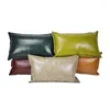 Pillow 2023 PU Oil Wax Leather Solid Color Light Luxury Imitation Sofa Throw Office Headrest