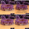 Beaded Mg1245 Nieuw Design Womens Crown Heart Chakra Armband Aaa Grade Amethist Fluoriet Stack Ghost Quartz Edelsteen Sieraden Dhgarden Dhio6