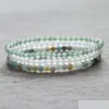 Beaded MG0055 4 MM Mini Gemstone Armband Set Amazonite Snow Quartz till Sale Green Aventurine Womens Yoga Mala Jewelry Drop D DHGARDEN DH6CT