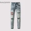 Denim Amiryes Jeans Designer Pantalon Homme Jean THOM American High Street Printemps / Été Stretch Worn Wash Live Network Rouge Slim Fit 0R37