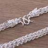 Chains 999 Pure Silver Necklace For Women Men 7mm/7.5mm/8mm Collar Link Dragon Head Chain 50-70cm Length