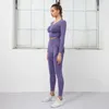 Kvinnors tvådelade byxor dräkter Push Up Contour Gym Sport Kvinnor Slim Running Yoga Cycling Set Leggins Outfit Mallas