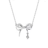 Ensemble collier et boucles d'oreilles en argent S925, pendentif papillon intelligent avec nœud papillon pour femmes, bijoux à la mode, cadeaux de fête