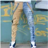 Męskie dżinsy męskie dżinsy High Street proste kombinezon męskie Męskie hip-hopowe żółte niebieskie spodnie dżinsowe mody Mężczyzna Casuall230911