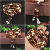 Beaded St0201 Femmes 6 mm Perles de bois naturel Bracelet Bouddhisme tibétain Bonne chance 108 Mala Poignet Nce Drop Livraison Bijoux Soutien-gorge Dhgarden Dhwgv