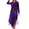 Robes décontractées Aquarelle Cravate Teinture Robe en mousseline de soie Art abstrait Moderne Esthétique Femme Sexy Personnalisé Robe Grande Taille