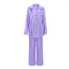 Vêtements de nuit pour femmes plumes pyjamas en satin pour femmes ensembles revers épissage costume simple boutonnage vêtements de nuit printemps mode lingerie