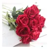 Dekorative Blumen Kränze Künstliche Rose Seide Real Touch Gefälschte Elegante Blumensträuße Für Brautstrauß Dekoration Drop Lieferung Home Gard Dhd4Z