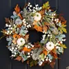 Decorative Flowers Wreaths Fall Wreaths Pumpkin Berry Maple Leaf Artificial Wreath Harvest Autumn Door Wreath Christmas Halloween Home Hanging Decoration 230911