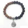 Bracciale con perline Sn1310 da donna con albero della vita, pietra lavica naturale, Nce Meditati, guarito, gioielli Rudraksha, all'ingrosso, consegna di goccia B Dhgarden Dhrsl