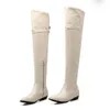Boot's Flat Heel Boots Single Autumn Round Head Low Large Over Kne In and Winter 230911