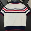 Women's Knits & Tees Designer 23 Summer New Red and Blue Stripe Polo Knitted Half Open Chest Thin T-shirt Age Reducing Versatile Top for Women ZS9Q