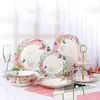 Dinnerware Sets Cherry Seris Bone China Tableware 2 Tiers Set With Dishes Plates British Royal Advanced Porcelain Meal Cutlery