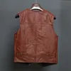 Gilet da uomo BONJEAN Arrivo Gilet da motociclista in pelle Uomo Slim Fit Vera mucca marrone Gilet autentico da motociclista Taglia L8XL 230909