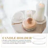 Candle Holders 2 Pcs Candlestick Clear Tray Round Holder Dish Column Glass Pillar