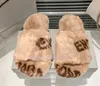 Fashion Luxury Slipper Sliders Paris Slides Sandals slippers Flat Bottoms For Women Hot Designer Comfortable Girl Fur Furry Warm Letters Slide Slipper Size 35-40