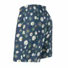 Men's Shorts Gym Daisy Flowers Casual Swim Trunks White Floral Print Quick Dry Sports Surf Plus Size Beach