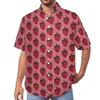 Mäns casual skjortor jordgubbe rose lös skjorta män strand frukt sommar grafisk kort ärm stilfulla överdimensionerade blusar