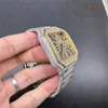 Top Iced Out Cartis Moissanite Prong Set diamante hombres reloj esqueleto hueso dial calidad electrochapado relojes cuarzo