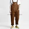 Men's Jeans Men's Jeans Relaxed Fit Duck Bib Overall Stretchy Jumpsuits For Men Velour Jumpsuit Hang Neck Net Yarn Splicing Wide LegL230911