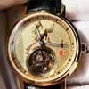 Orologi di design Orologi da polso con zaffiro Tourbillon meccanico Specchio Cassa placcata in oro 18 carati Orologio da uomo con personalità in rilievo a cavallo LY