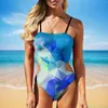Women's Swimwear Abstract Geometry Swimsuit Sexy Colorful Triangle Print One-Piece Swimsuits Surf Push Up Bathing Suit Design Beachwear