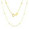 Chaînes Au750 18K Bijoux en or jaune Collier réel pour femmes Femme Rolo Perle Chaîne 2mm 40-45cm Cadeau