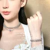 Hot Sale Bright Pink Love Jewel Necklace Designer Plated 18K Gold Grape Purple Heart Type Zircon Wings Cat's Eye Hiphop Necklace