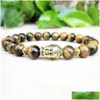 Beaded Mg0728 Mens Tigers Eye Buddha Mala Bracelet Reiki Spiritual Yoga Prayer Stretch Womens Tibetan Jewelry Drop Delivery B Dhgarden Dhxa2